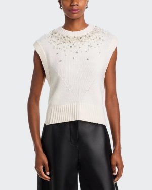 Candra Wool-Blend Sweater Vest Ivory