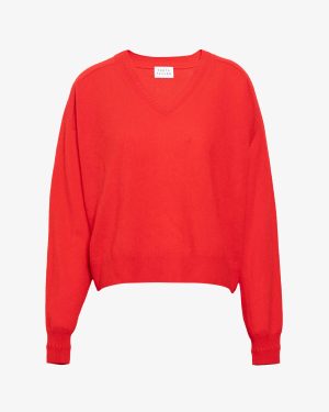 Audrey Cashmere V-Neck Sweater Scarlet